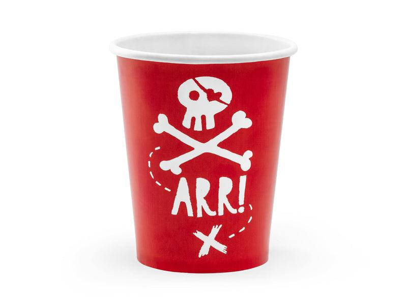 Becher Piraten, rot, 220ml (1 VPE / 6 Stk.) - FeierGlanz
